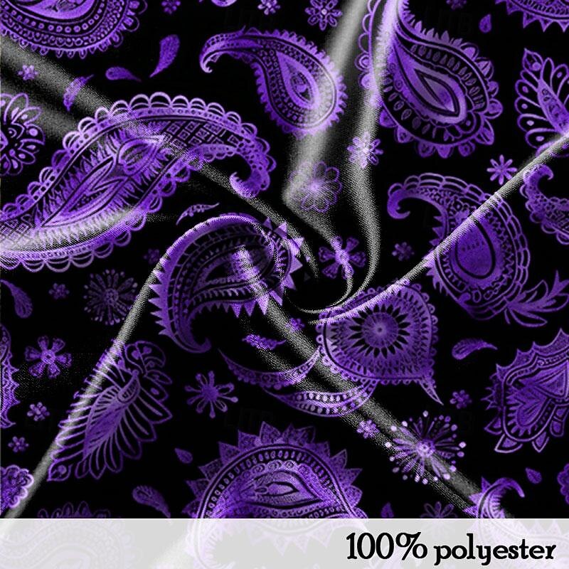 Men's Paisley Shirt Dress Shirt Button Up Shirt Long Sleeve Fashion Casual Vacation Dailywear Summer Spring Fall Turndown Collared Shirts Button Up 3D Print Purple3