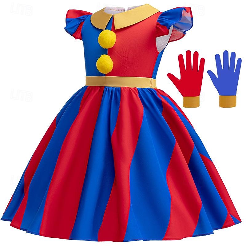 TADC Joker Clown Pomni Dress Costume Cosplay Movie Cosplay for Girls' Kid's Carnival Performance Party2