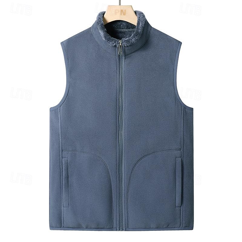 Men's Hiking Vest Hiking Fleece Vest Sleeveless Top Outdoor Thermal Warm Fleece Lining Comfortable Winter Pocket Polyester Dark Grey Black Dark Blue Hunting Fishing Climbing3