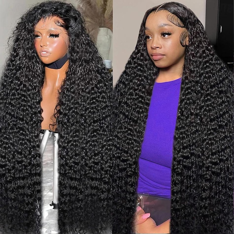 Deep Wave 13x4 HD 30 Inch Lace Front Wig Transparent 150 Density Curly 13x6 Lace Frontal Human Hair Wigs Brazilian For Women