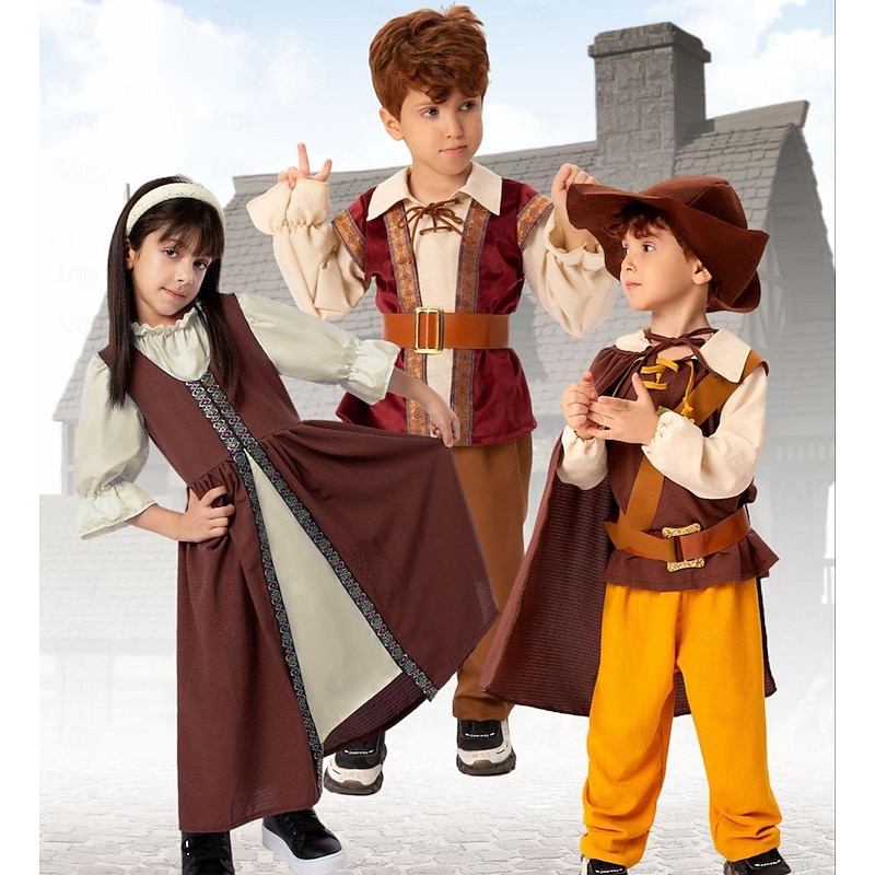 Viking Halloween Cosplay Costume Halloween Group Family Costumes Carnival Costume Medieval Kid's Boys' Girls' Carnival Masquerade Party / Evening Easy Halloween Costumes Dress Up