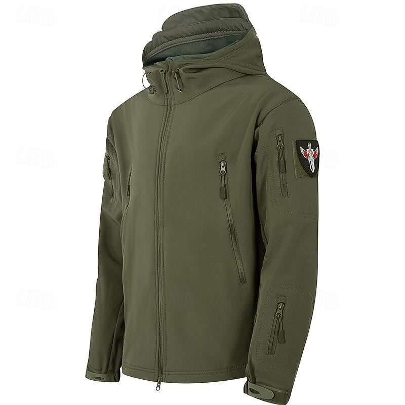 Men's Softshell Jacket Hiking Jacket Outdoor Windproof Water Resistant Windbreaker Jacket Traveling Black Green Khaki Grey3