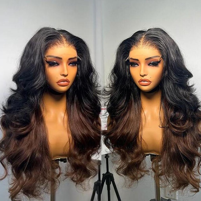 Human Hair 13x4 Lace Front Wig Free Part Brazilian Hair Loose Wave Loose Curl Multi-color Wig 130% 150% Density Ombre Hair 100% Virgin Glueless Pre-Plucked For Women Long Human Hair Lace Wig