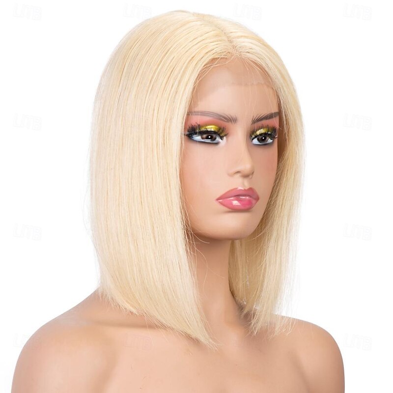 Blonde Bob Wigs Human Hair 613 Blonde Bob Wig 13x4 HD Transparent Lace Front Bob Wigs For Women Pre Plucked With Baby Hair Glueless Short Straight Cut Bob Wig 10 Inch4