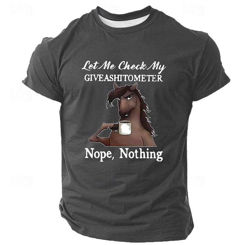 Men's Horse Funny T Shirt Short Sleeve T shirt 3D Print Crew Neck Shirt Retro Vintage Casual Street Casual Bar Black Blue Gray Spring & Summer Clothing Apparel S M L XL 2XL 3XL3