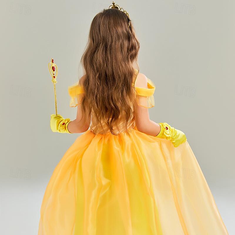 Beauty and the Beast Fairy Tale Princess Belle Flower Girl Dress Theme Party Costume Tulle Dresses Sweet Lolita Movie Cosplay for Girls' Kids Carnival Party / Evening4