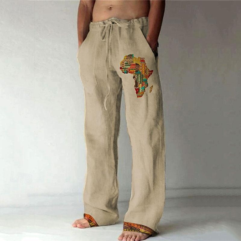 Men's Color Block Graphic Prints Trousers Summer Pants Beach Pants Mid Waist Streetwear Hawaiian Designer Casual Daily Holiday Drawstring Elastic Waist 3D Print Spring & Summer Hot Stamping Yellow - Main Image