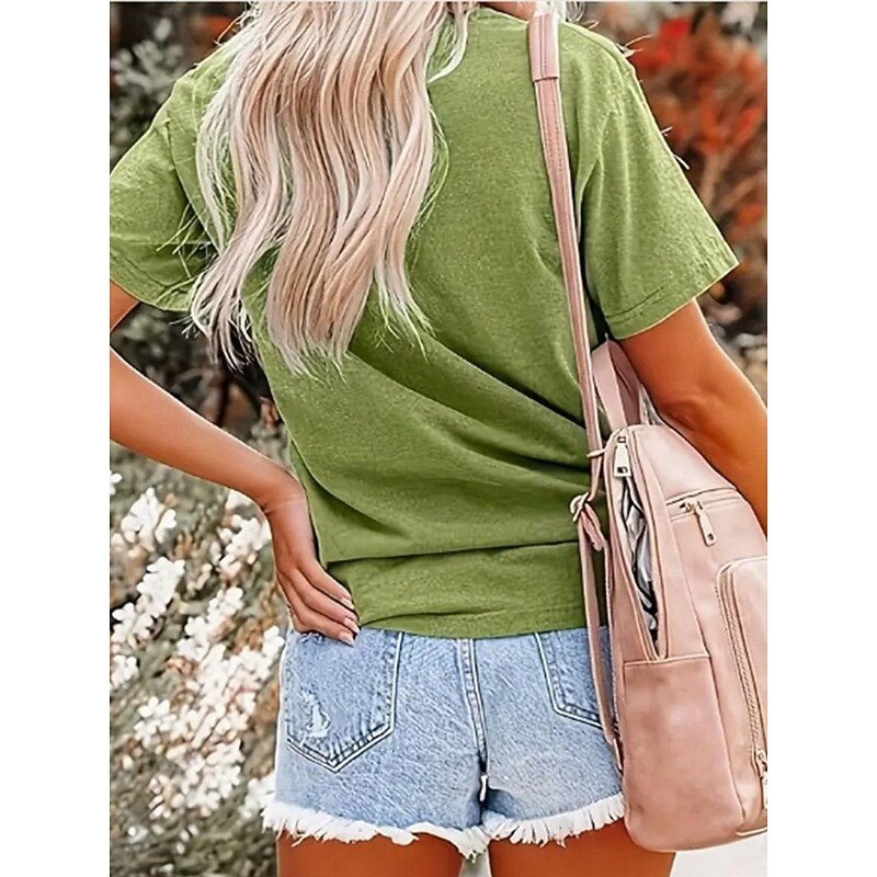 Women's T Shirt Floral Dandelion Fashion Casual Short Sleeve Round Neck Regular Tops Daily Print Green Summer3