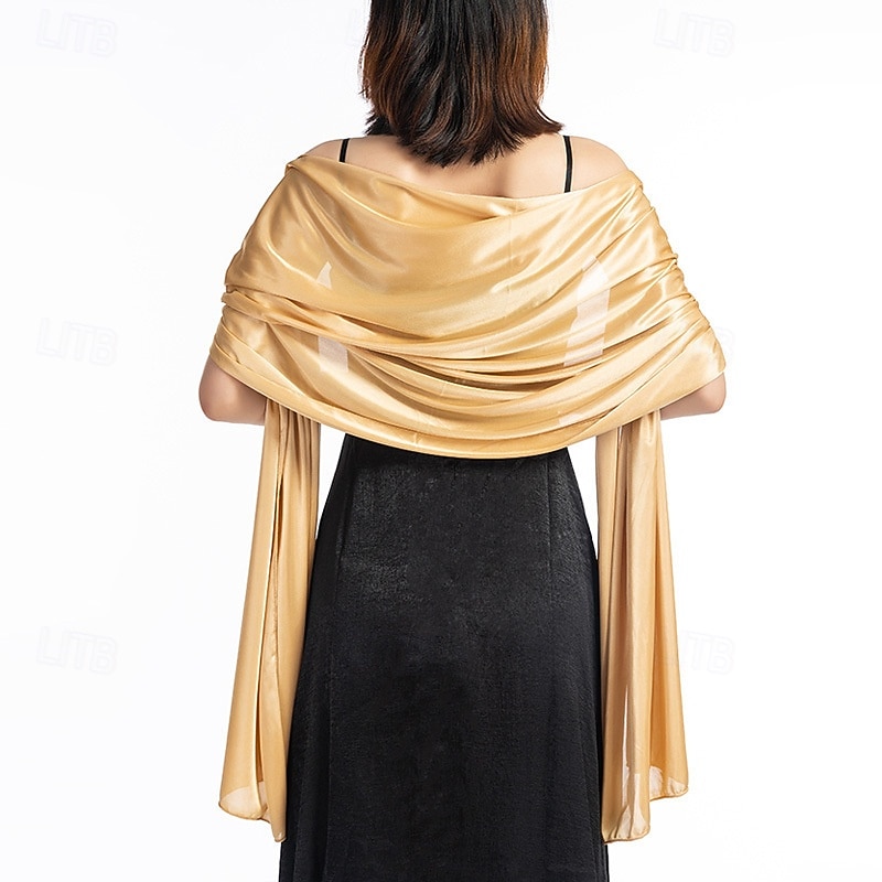 Shawls Elegant Vintage Classy Sleeveless Satin Chiffon Wedding Wraps With Pure Color For Formal Fall