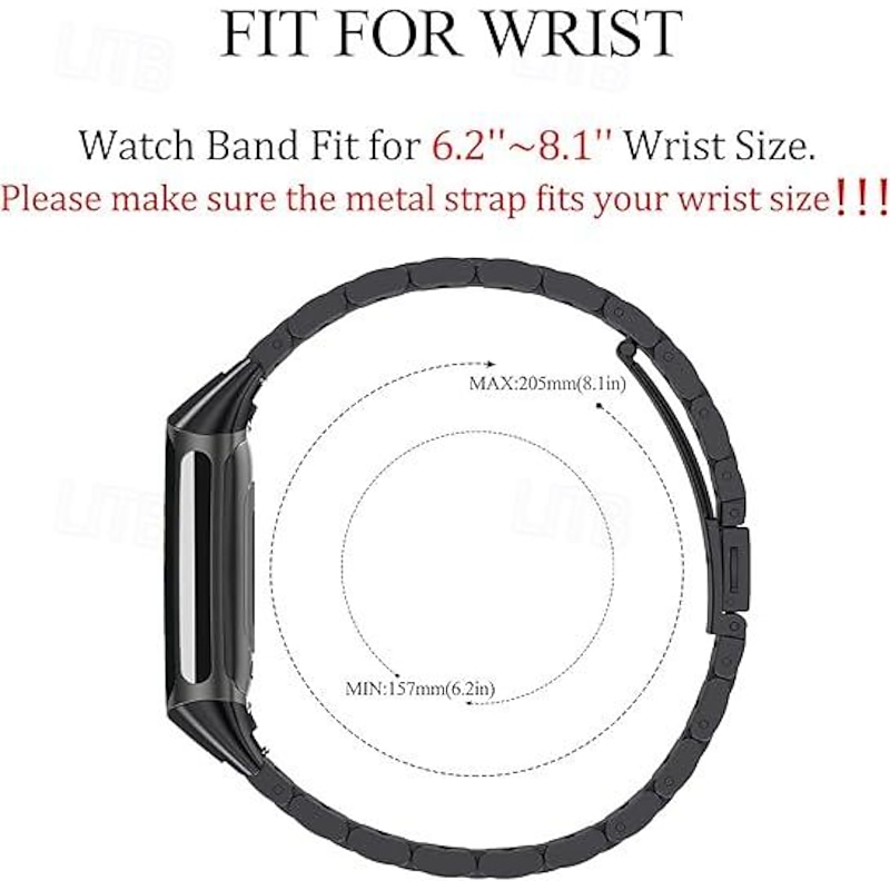 Smart Watch Band Compatible with Fitbit Charge 6 / Fitbit Charge 5  Stainless Steel Smartwatch Strap with Removal Tool Sport Band Replacement Wristband with Fitbit Charge 63