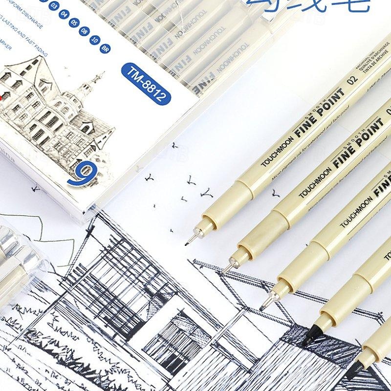 Black Signature Pen for Art Comics Architectural Design Waterproof Hand Drawing & Sketches Daily 6/9/12 pcs