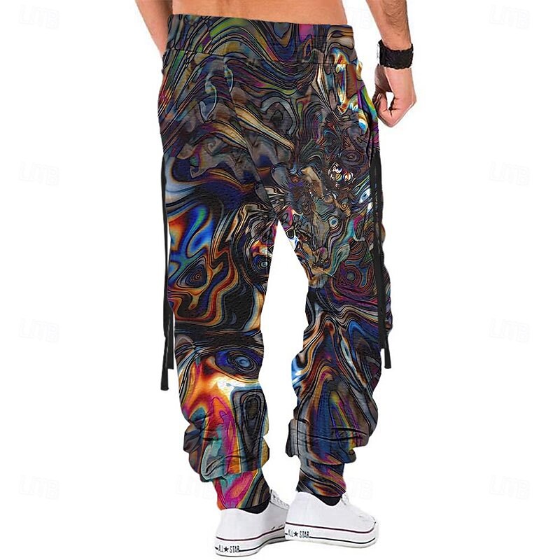 Men's Graphic Sweatpants Joggers Pants Trousers Mid Waist Drawstring Elastic Waist Casual Dark Outdoor Street Dailywear Pocket Spring Fall Winter 3D Print Black2