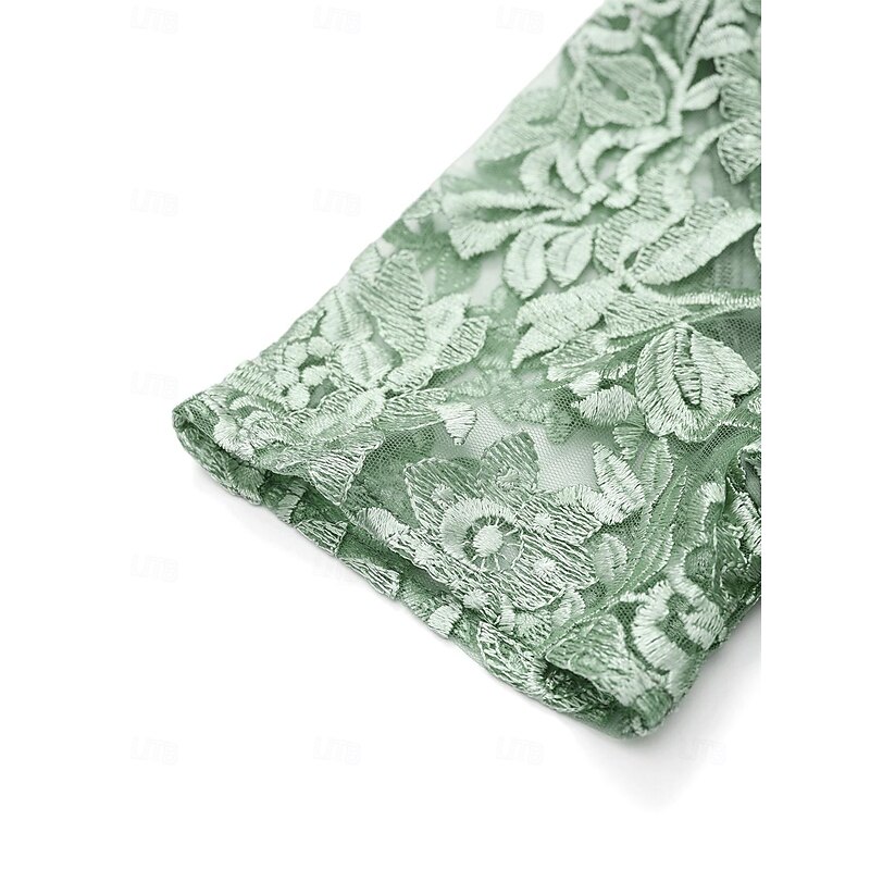 Women's Wedding Guest Cocktail Dress Maxi Dress Contrast Lace Party Elegant Formal V Neck Short Sleeve Pink Green Gray Color 10