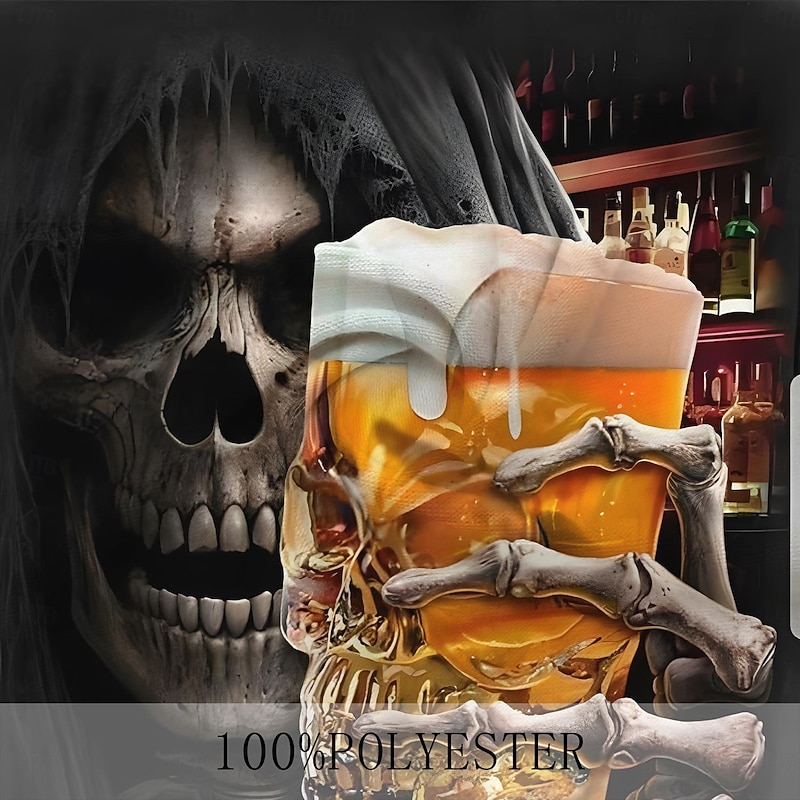 Men's Skull Oktoberfest Beer T Shirt Short Sleeve T shirt 3D Print Crew Neck Shirt Vintage Cool Party Holiday Oktoberfest Yellow Orange Summer Spring Clothing Apparel S M L XL XXL XXXL3