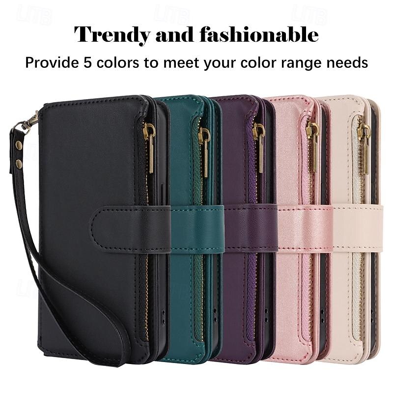 Phone Case For iPhone 16 15 14 Pro Max Plus 13 12 11 Pro Max Mini Wallet Case with Stand Holder Magnetic Zipper Retro TPU PU Leather2