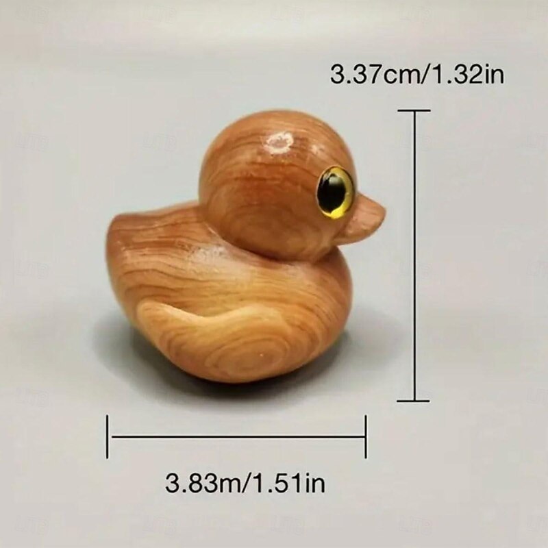 Wooden Rubber Duck, Mini Cute Hand Carved Wooden Duck Figurine, Craft Collectible Figurines, Funny Wooden Rubber Duck Decoration for Home Office Garden Decor3