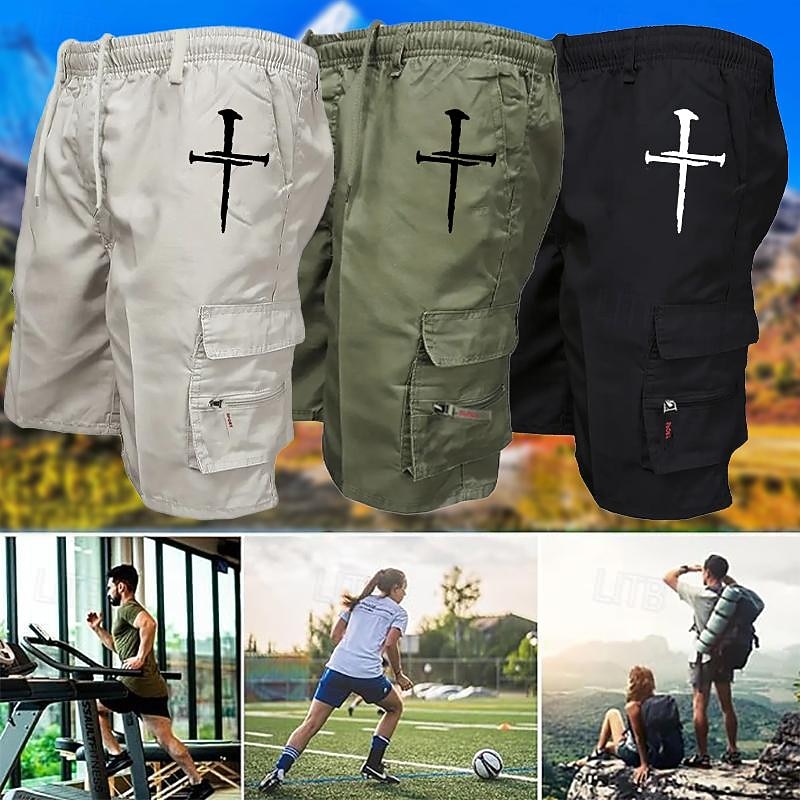 Men's Cargo Shorts Hiking Shorts Military Summer Outdoor Regular Fit Quick Dry Breathable Shorts Drawstring Elastic Waist Black Army Green Hunting Climbing Camping / Hiking / Caving S M L XL XXL