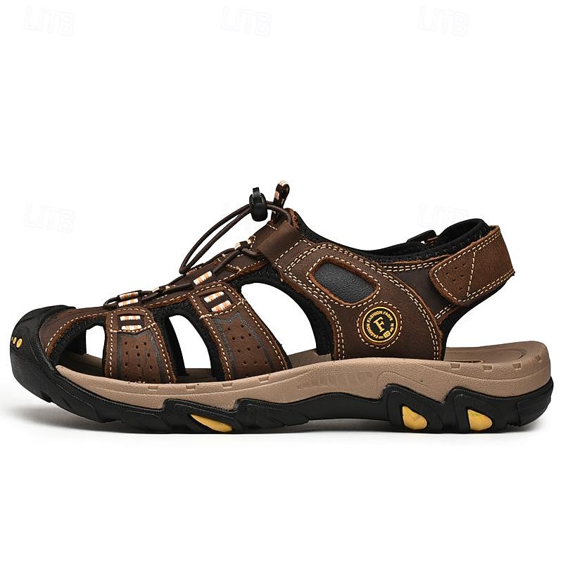 Men's Brown Leather Outdoor Sandals with Adjustable Straps – Durable and Comfortable Hiking Sandals2