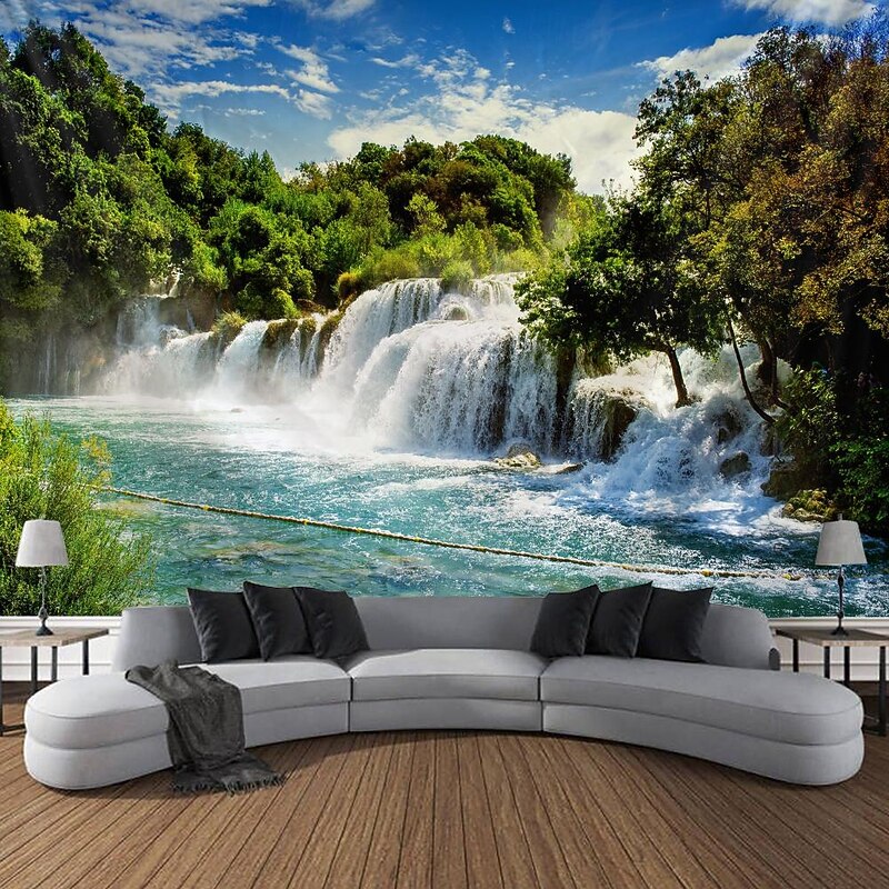 Magnificent Waterfall Hanging Tapestry Wall Art Large Tapestry Mural Decor Photograph Backdrop Blanket Curtain Home Bedroom Living Room Decoration