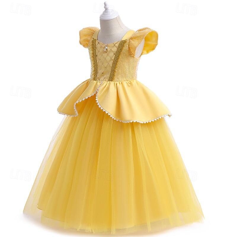 Beauty and the Beast Princess Fairytale Belle Dress Costume Flower Girl Dress Cosplay Movie Cosplay for Girls' Kids Carnival Performance Party2