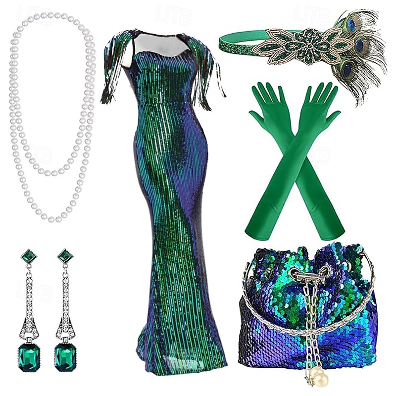 Roaring 20s 1920s Cocktail Dress Flapper Dress Dress Outfits The Great Gatsby Charleston Wedding Guest Sequins Tassel Fringe Feather Fancy Dress Women's New Year Masquerade Halloween Party / Evening