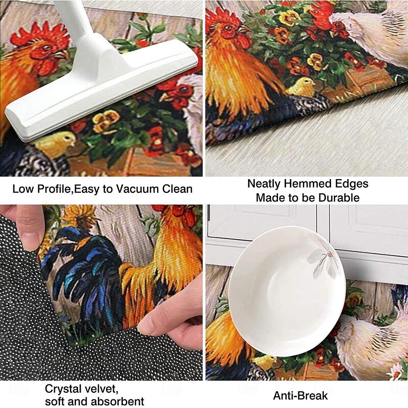 Farmhouse Chicken Area Rug Kitchen Mat Non-Slip Oil Proof Floor Mat Livingroom Rug Indoor Outdoor Mat Bedroom Decor Bathroom Mat Entrance Rug Door Mat2