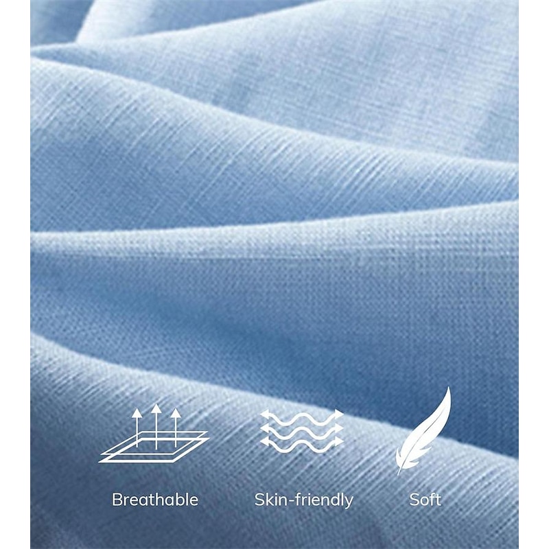 Men's Shirt Linen Shirt Summer Shirt Beach Wear Button Up Shirt Plain Vacation Curise White Pink Light Blue Sleeveless Collar Summer Spring Clothing Apparel2