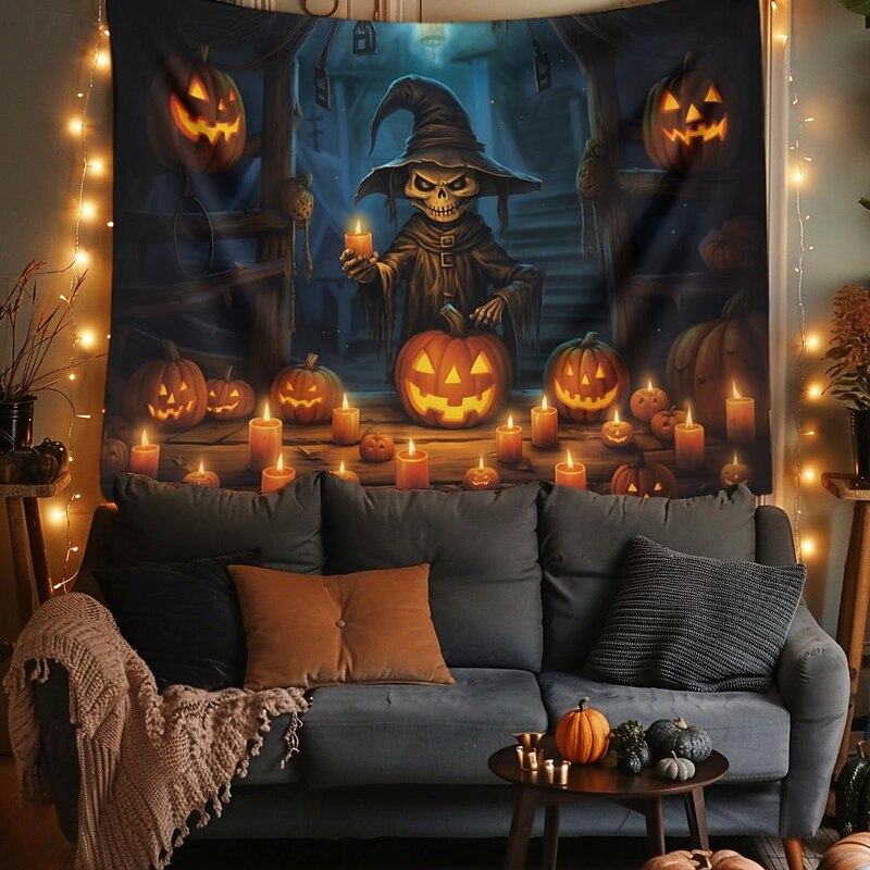 Halloween Decorations Hanging Tapestry Scarecrow Pumpkin Wall Art Large Tapestry Mural Decor Photograph Backdrop Blanket Curtain Home Bedroom Living Room4