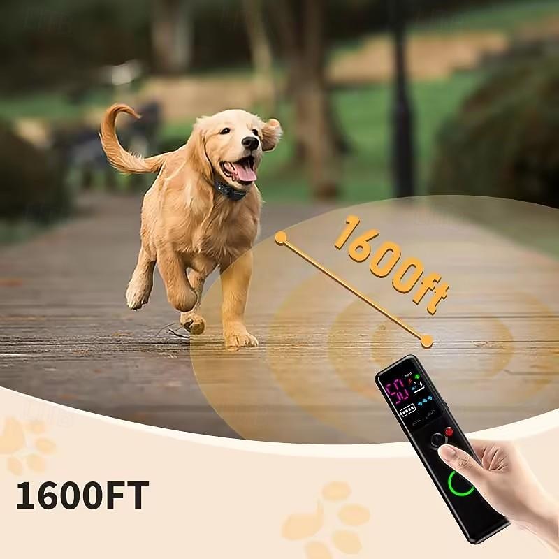 1600Ft Electric Dog Training Collar Remote Control Waterproof Pet Behavior For 5-120lbs Puppy Beep Vibration With Shock Lock Button4