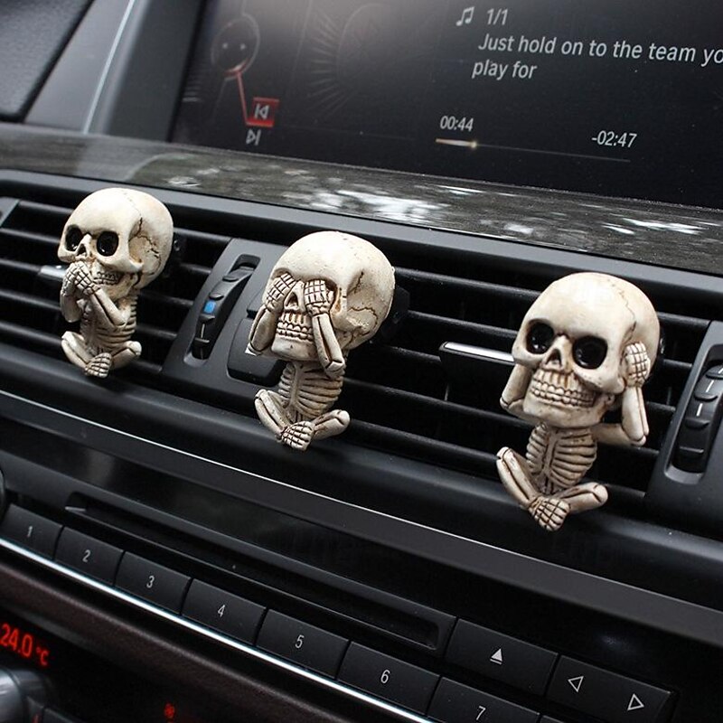 3pcs/set Resin Skull Air Freshener Clip Set - Creative Car Vent Decoration - Home Fragrance Diffuser