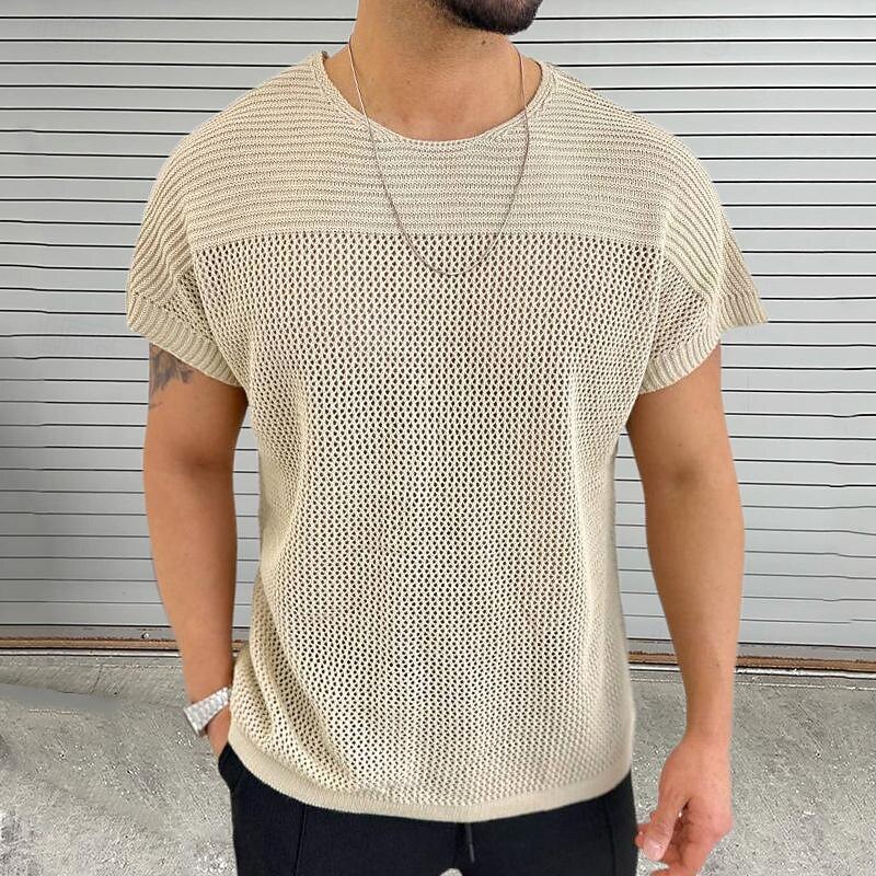 Men's T Shirt Tee Short Sleeve Shirt Knit Tee Short Sleeve Crew Neck Spring & Summer Plain Fashion Designer Basic Vacation Street Going out Black White Blue Top Tee for Men3