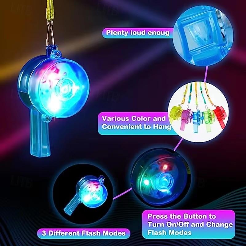 LED Light up Whistle Glow Whistles Flashing Noisemaker Whistles Lanyard Necklace Glow in the Dark Wedding Birthday Party3