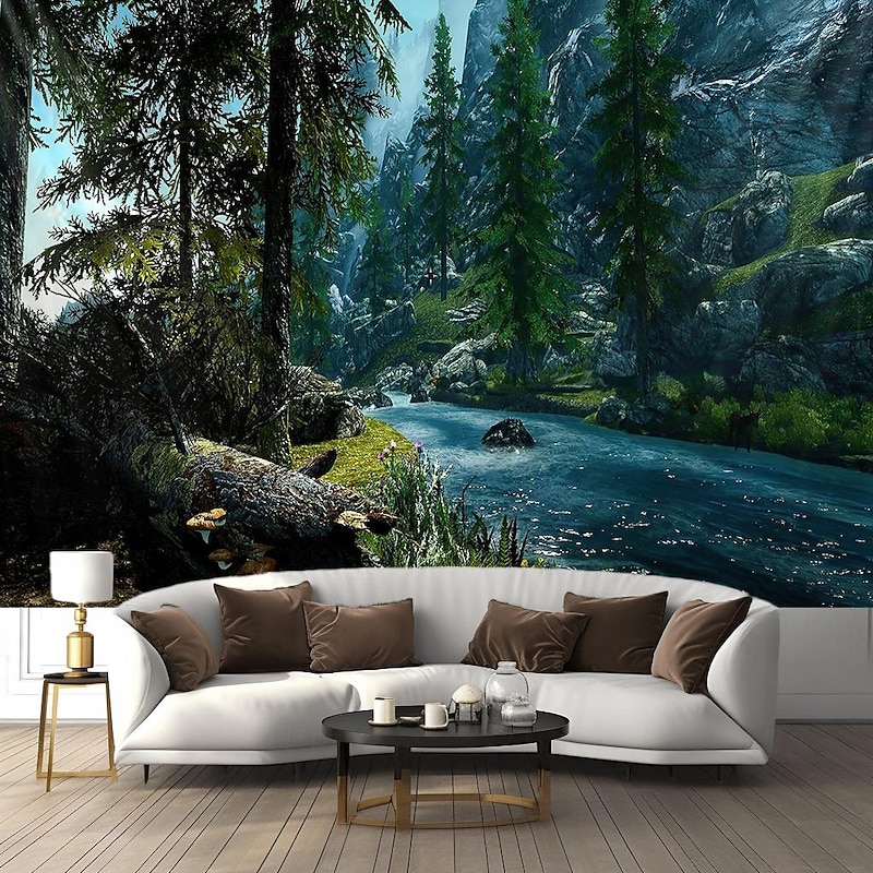 Nature Forest Trees Hanging Tapestry Wall Art Large Tapestry Mural Decor Photograph Backdrop Blanket Curtain Home Bedroom Living Room Decoration4