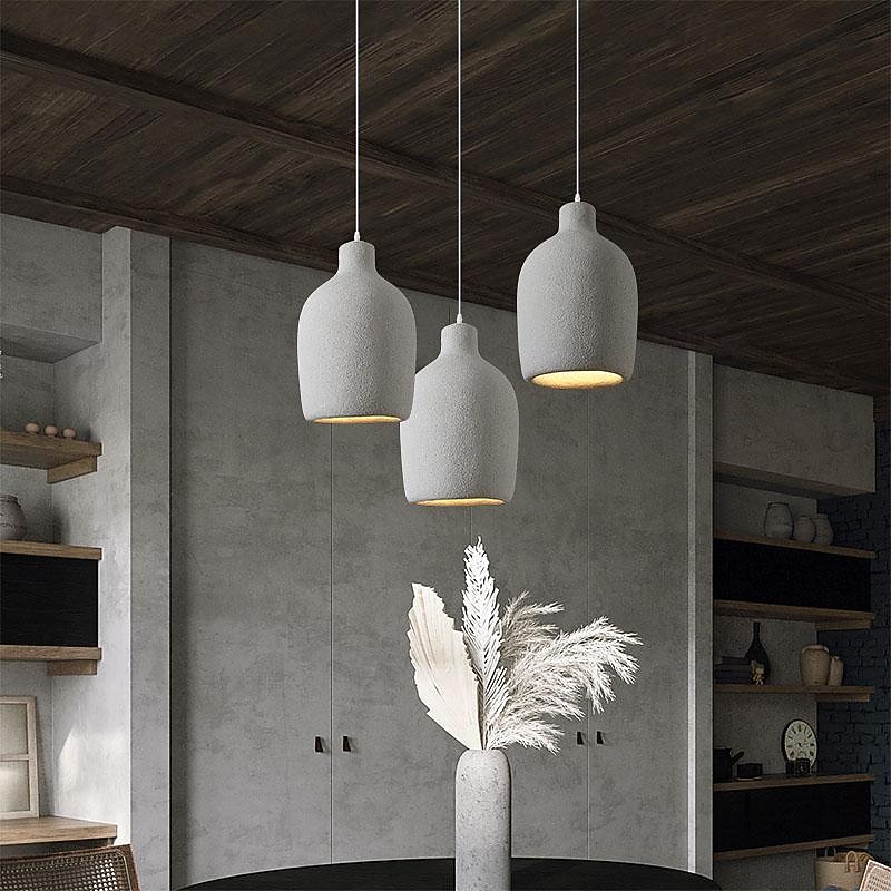 LED Pendant Light 3-Color Light Source 30cm 1-Light Japanese Style Vase-Shaped Creative High Density Foam E27 Flush Mount Ceiling Lighting Fixtures Office Hotel Restaurant Decoration Hanging Light 85-265V2