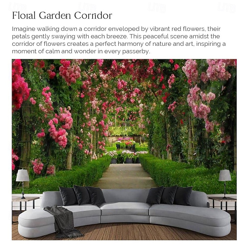 Valentine's Day Large Wall Tapestry Art Decor Blanket Curtain Picnic Tablecloth Hanging Home Bedroom Living Room Dorm Decoration Nature Landscape Garden Pathway Plant Floral Flower3