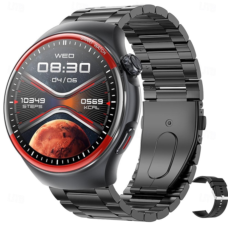 iMosi T82 Smart Watch 1.43 inch Smartwatch Fitness Running Watch Bluetooth Temperature Monitoring Pedometer Call Reminder Compatible with Android iOS Women Men Hands-Free Calls Waterproof Media