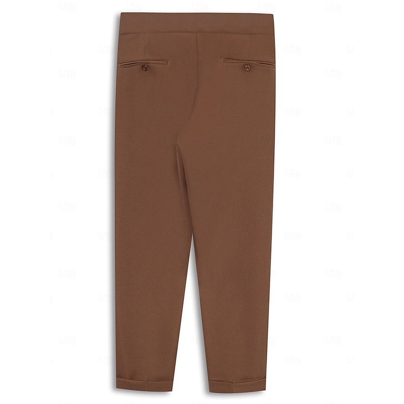 Men's Dress Pants Trousers Slacks Pleated Pants Suit Pants High Rise Plain Comfort Breathable Wedding Outdoor Daily Elegant Vintage Black White4