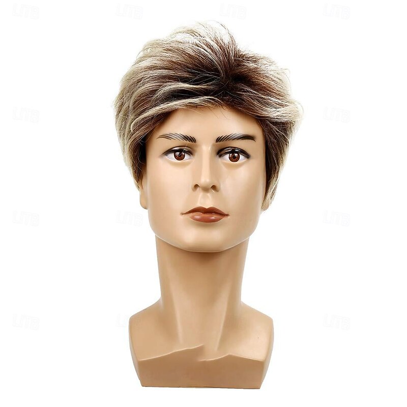 80s Mens Wig Blonde Short Wig Synthetic Cosplay Costume Halloween Wigs for Fancy Dress4