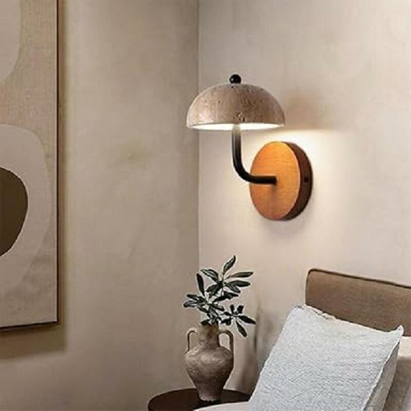 LED Indoor Wall Lights 3-Color Light Source Retro Creative Square Wall Lights Japanese Style Natural Yellow Travertine Wall Lamp for Living Room Dining Room Bedroom Study 110-240V3