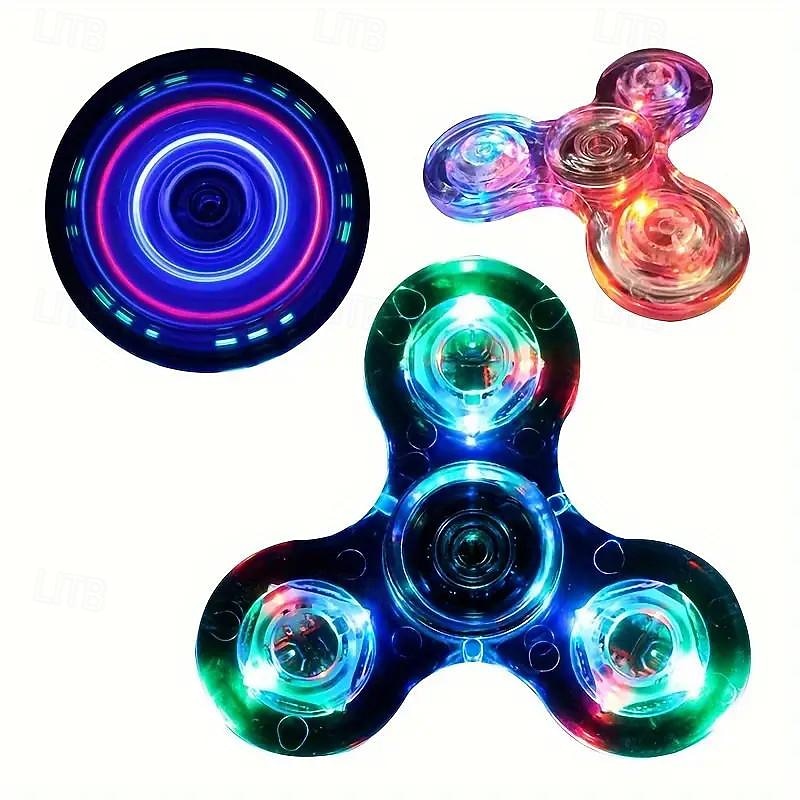 Colorful Luminous Crystal Gyro Transparent Led Fidget Spinner 's Stress Reliever