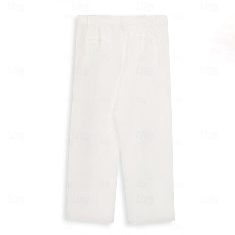 Men's Dress Pants Linen Pants Trousers Summer Pants Beach Pants Front Pocket Pleats Straight Leg Plain Comfort Breathable Full Length Casual Daily Holiday Fashion Basic Black White Micro-elastic3