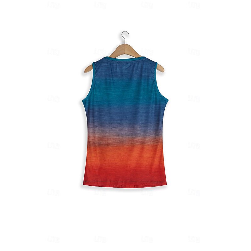 Women's Camisole Tank Top Vest Tropical Hawaiian Stylish Ombre Print Sleeveless Regular Tops Crew Neck Orange Summer3