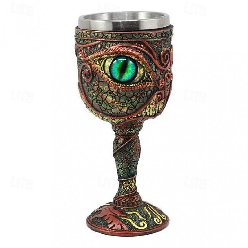 1pc, Dragon Goblet, Vintage Viking Champagne Cup, Stainless Steel And Resin Wine Glass, For Whisky, Cocktail, For Bar, Pub, Club, Restaurant And Home Use, Drinkware Accessories, Halloween Gifts4