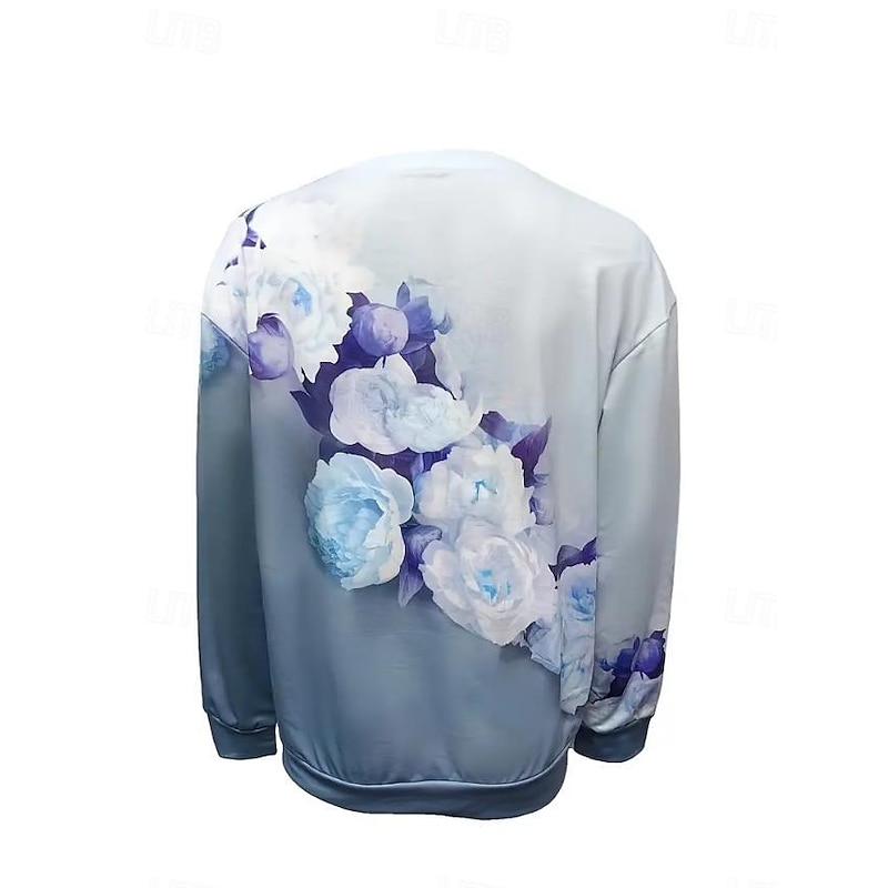 Women's Sweatshirt Floral Dailywear Going out Print Casual Round Neck Long Sleeve Micro-elastic Spring Fall & Winter Comfrt Breathable Soft Fabric2