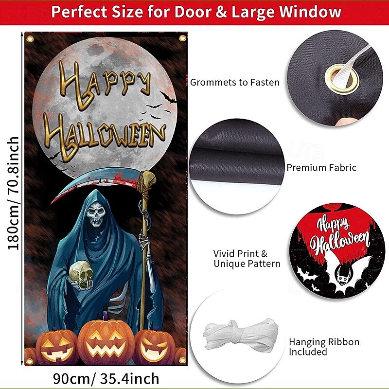 Halloween Door Decorations Bloody Halloween Door Covers Door Tapestry Door Curtain Decoration Backdrop Door Banner for Front Door Farmhouse Holiday Party Decor Supplies2