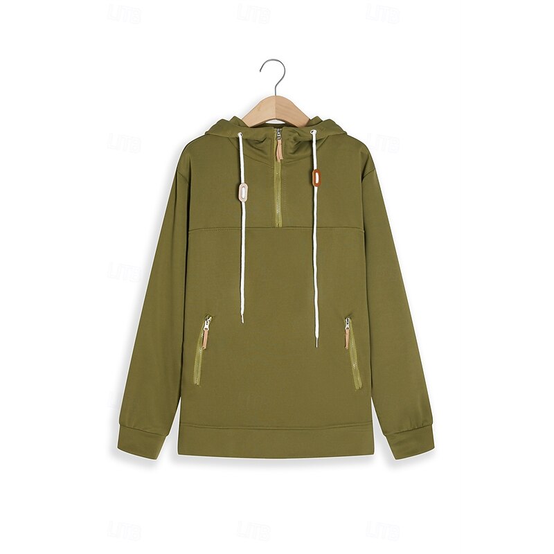 Men's Hoodie Quarter Zip Hoodie Tactical Black Army Green Blue Brown Hooded Color Block Zipper Sports & Outdoor Daily Holiday Corduroy Streetwear Cool Casual Spring &  Fall Clothing Apparel Hoodies4