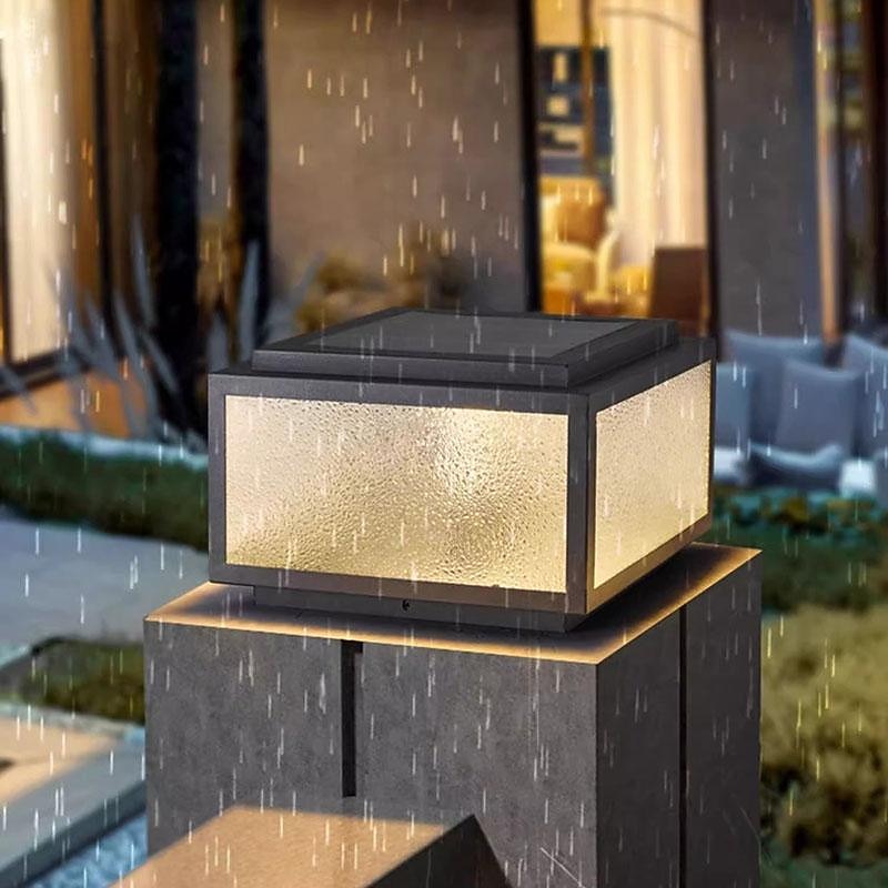 LED Outdoor Post Light Warm White 25/30/40cm Modern Post Caps Light With Frosted Glass Deck Fence Cap Light Waterproof Column Lights Pillar Lamp Outside Housing Landscape Pathway Lights For Patio Garden 110-240V2