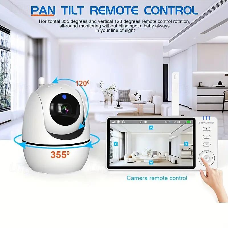 5 Inch Video Baby Monitor With Camera PTZ Zoom Babyphone Cam Security Protection Surveillance Cameras Temperature Sensor Lullaby3