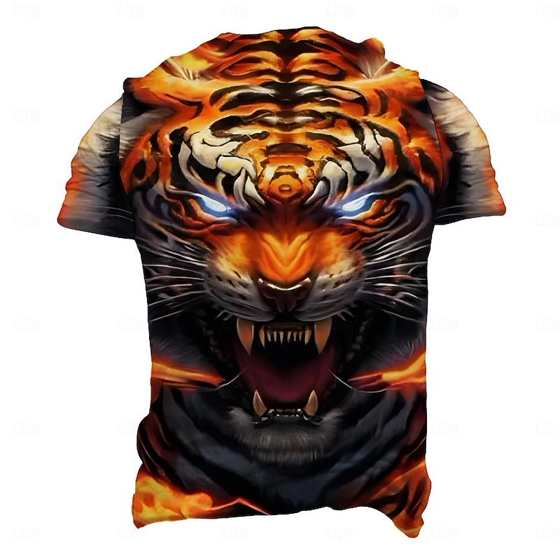 Men's Tiger T Shirt Short Sleeve T shirt 3D Print Crew Neck Shirt Fashion Designer Street Daily Sports Red Purple Orange Summer Spring Clothing Apparel S M L XL 2XL 3XL2