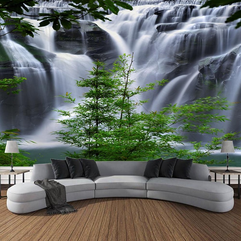 Autumn Forest Cascade Hanging Tapestry Wall Art Large Tapestry Mural Decor Photograph Backdrop Blanket Curtain Home Bedroom Living Room Decoration3